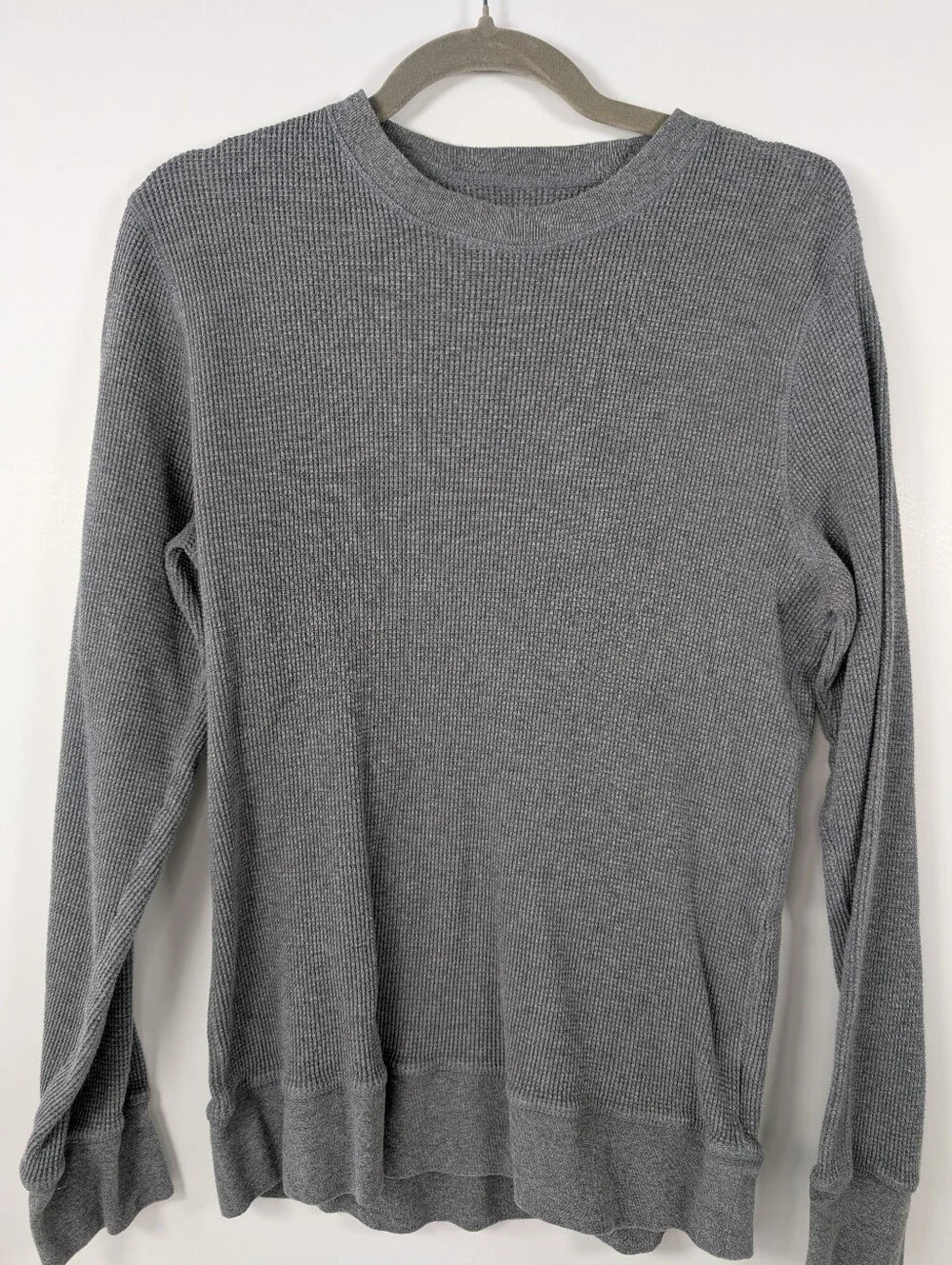 Everlane Waffle Knit Long Sleeve Crewneck Bundle - Heather Gray & Orange - M